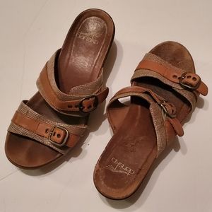 Dansko Jessie Wedge Sandals Sand Lizard Comfort 36